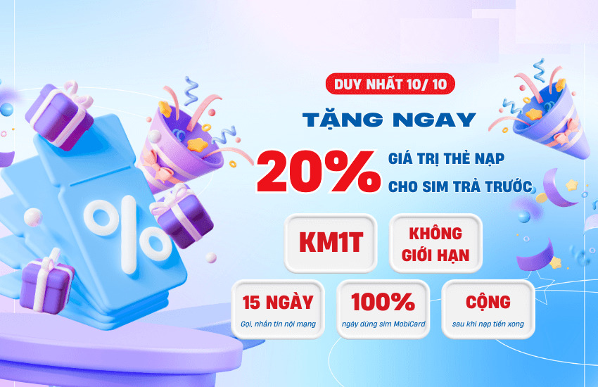 Chào mừng 70 năm giải phóng Thủ Đô - MobiFone khuyến mãi 20% nạp tiền trả trước